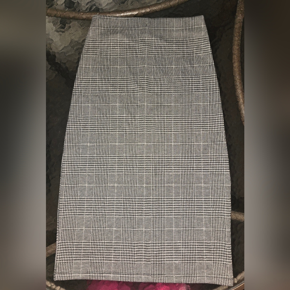 Plaid Knit Pencil Skirt [SMALL]